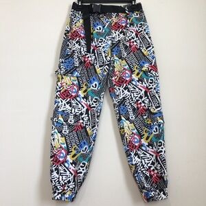 VIP Y2K high rise novelty graffiti preppy pull on ankle jogger cargo pants